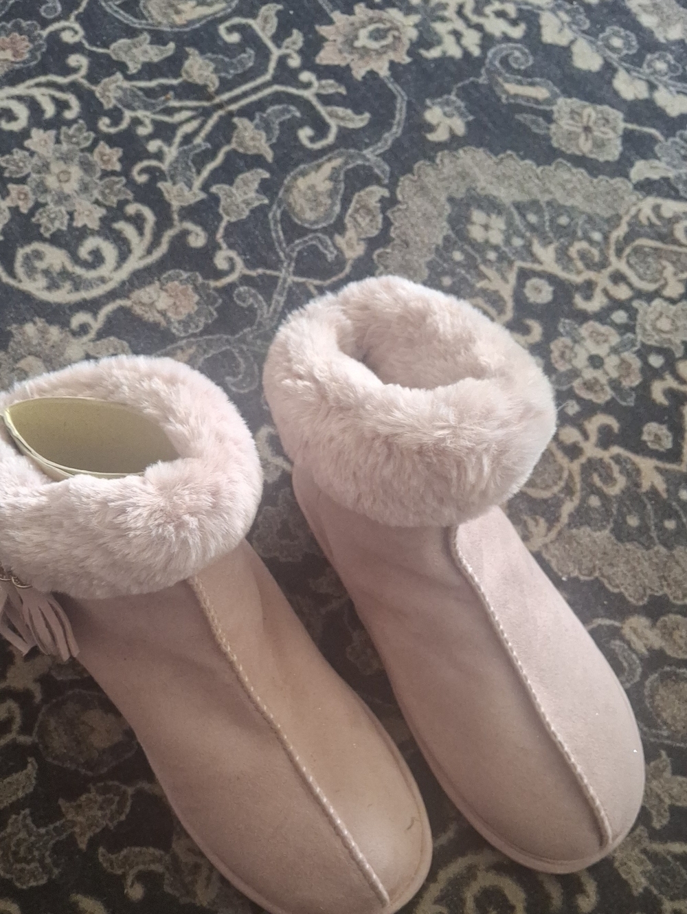 Women's Faux Fur Lined Ankle Boots - Blush Pink